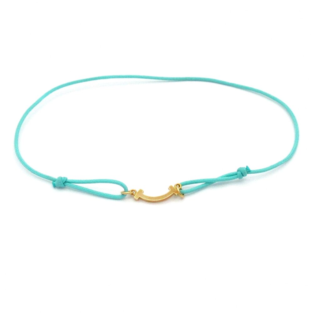 Tiffany & Co. T Smile Bracelet 18K Yellow Gold Tiffany Blue Recycled Polyester